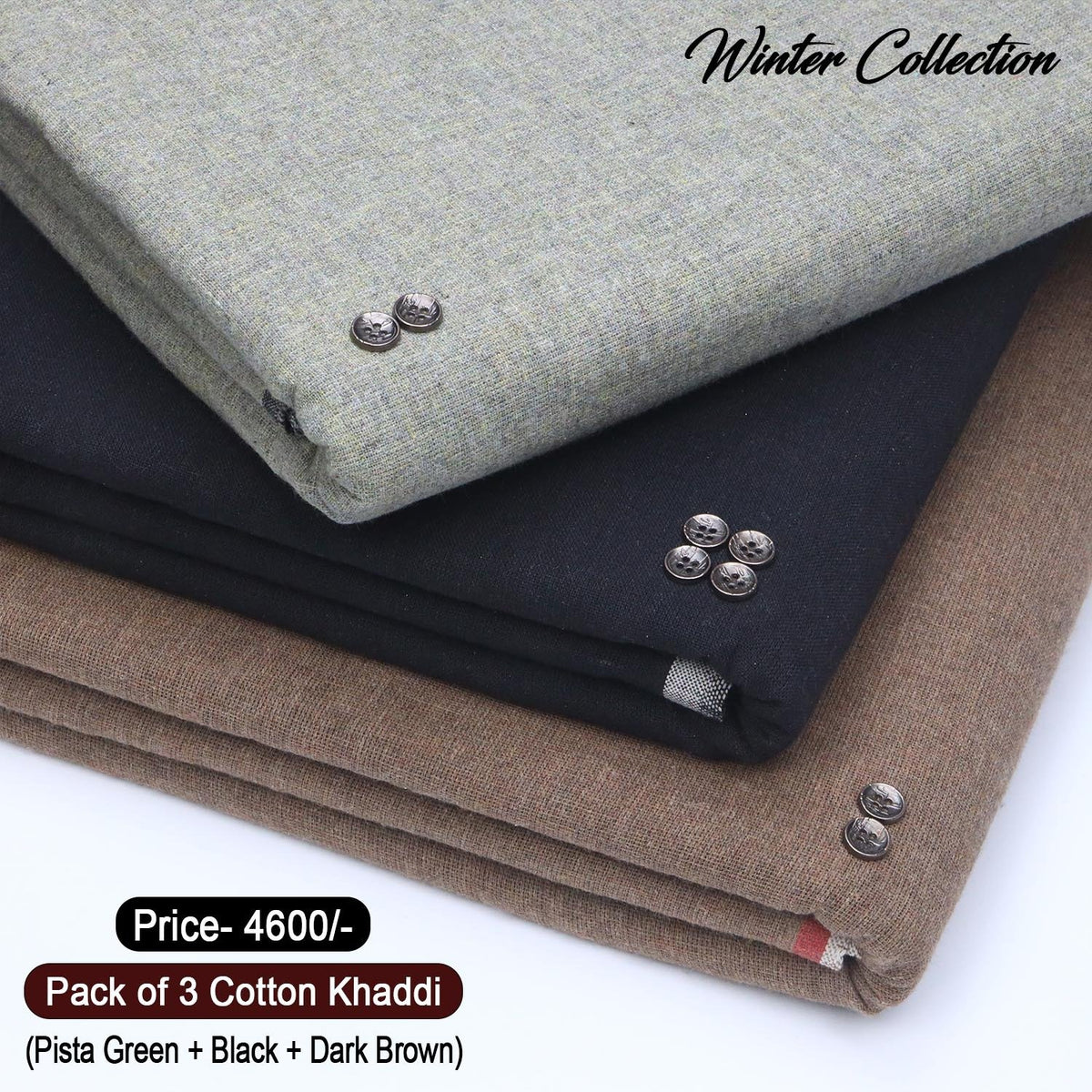 Pack Of 3 Cotton Khaddi KK-912