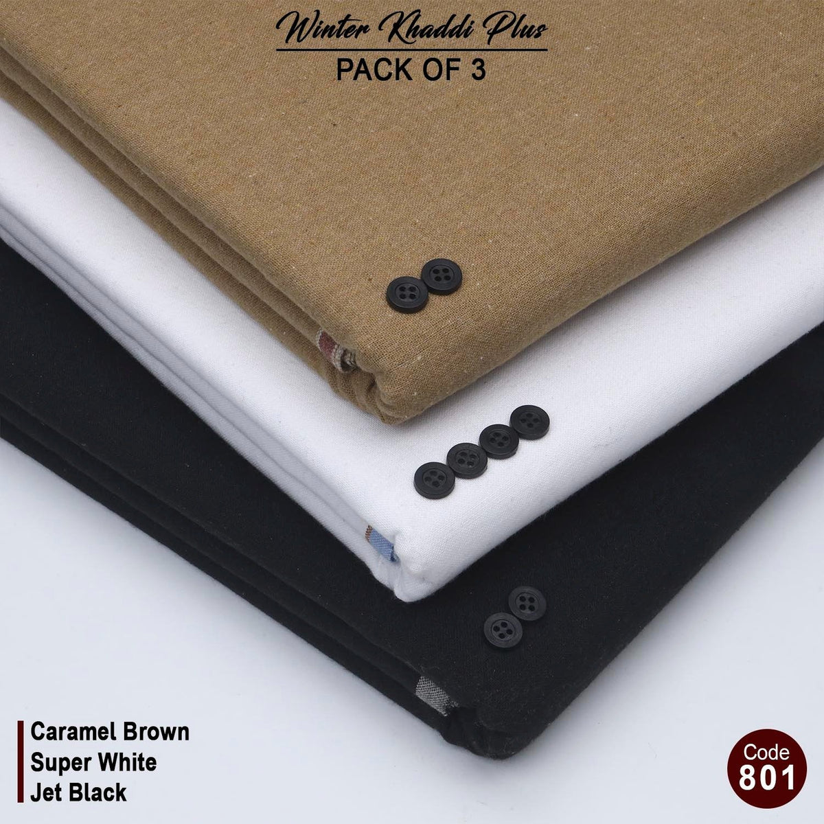 Pack Of 3 (Caramel Brown+Super White+Jet Black) KK-801