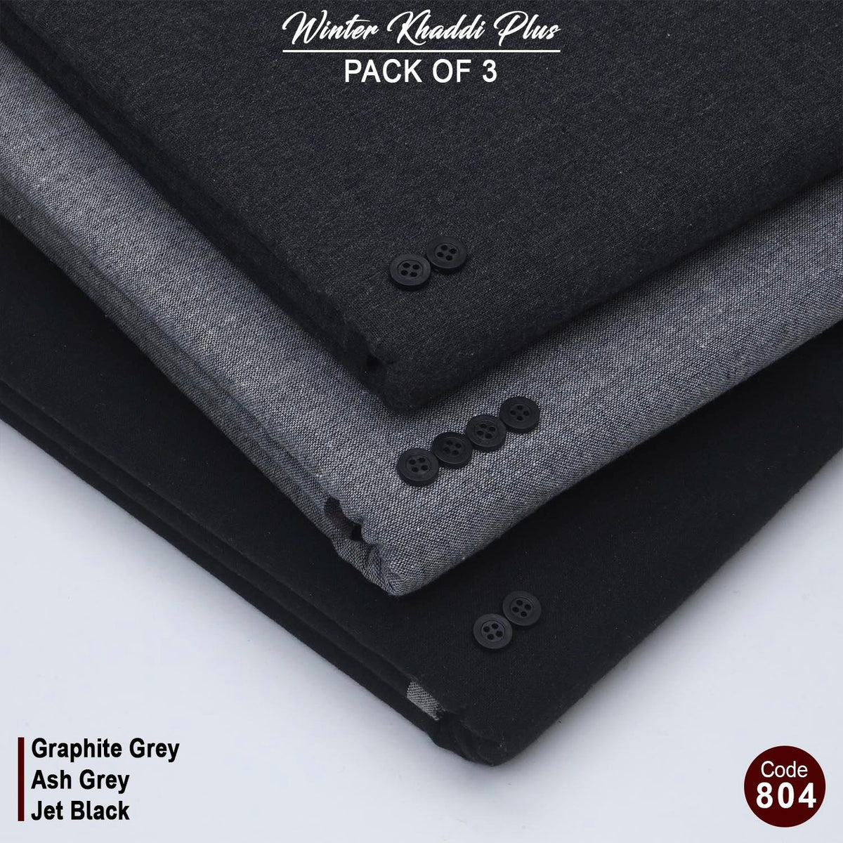 Pack Of 3 (Grephite Grey+Ash Grey+Jet Black) KK-804