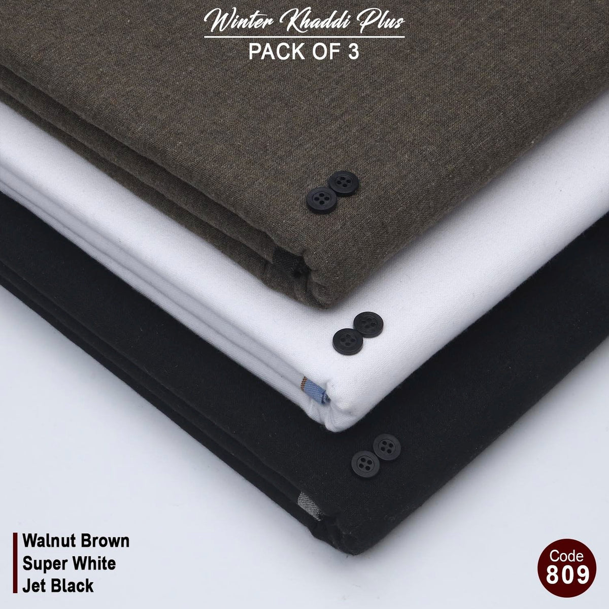 Pack Of 3 (walnut Brown+Super White+Jet Black) KK-809