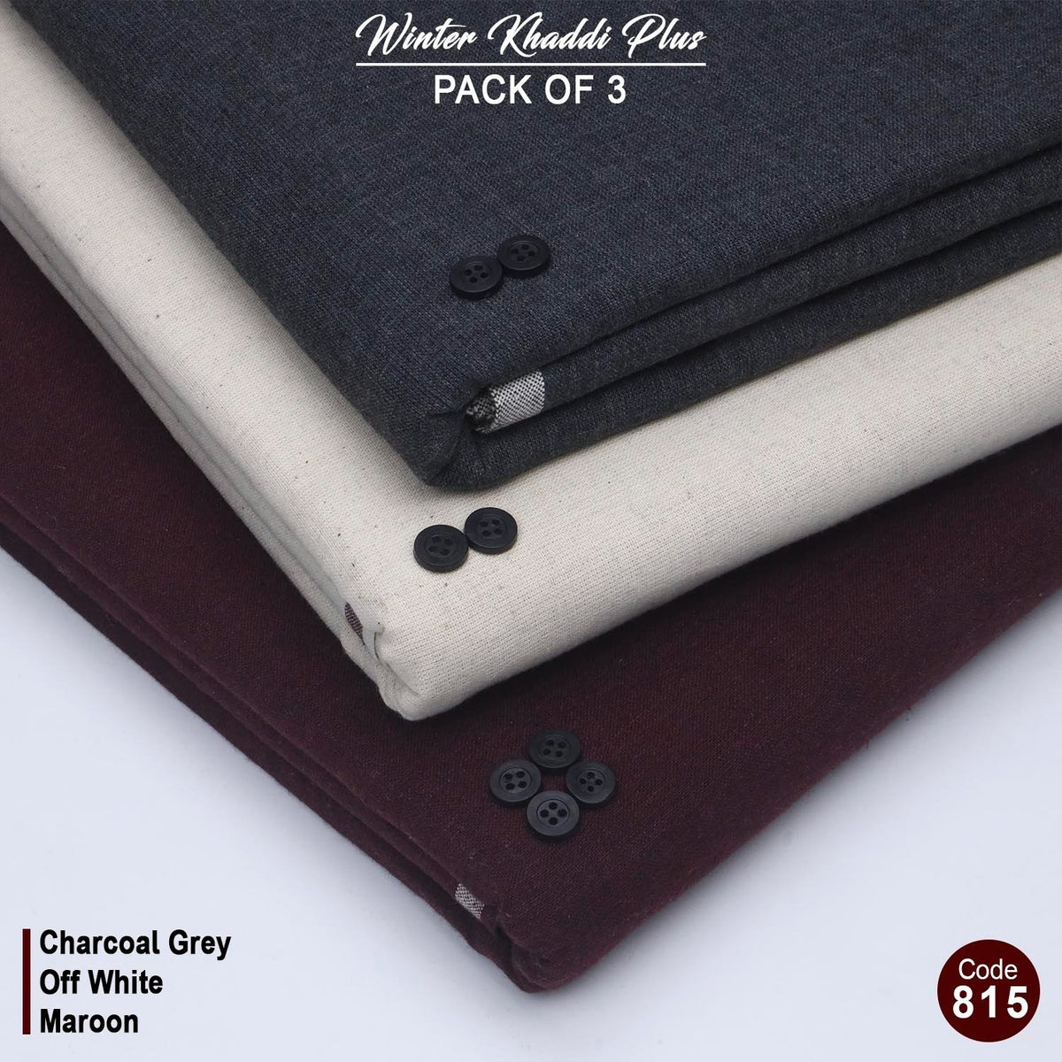 Pack Of 3 (Charcoal Grey+Off White+Maroon) KK-815