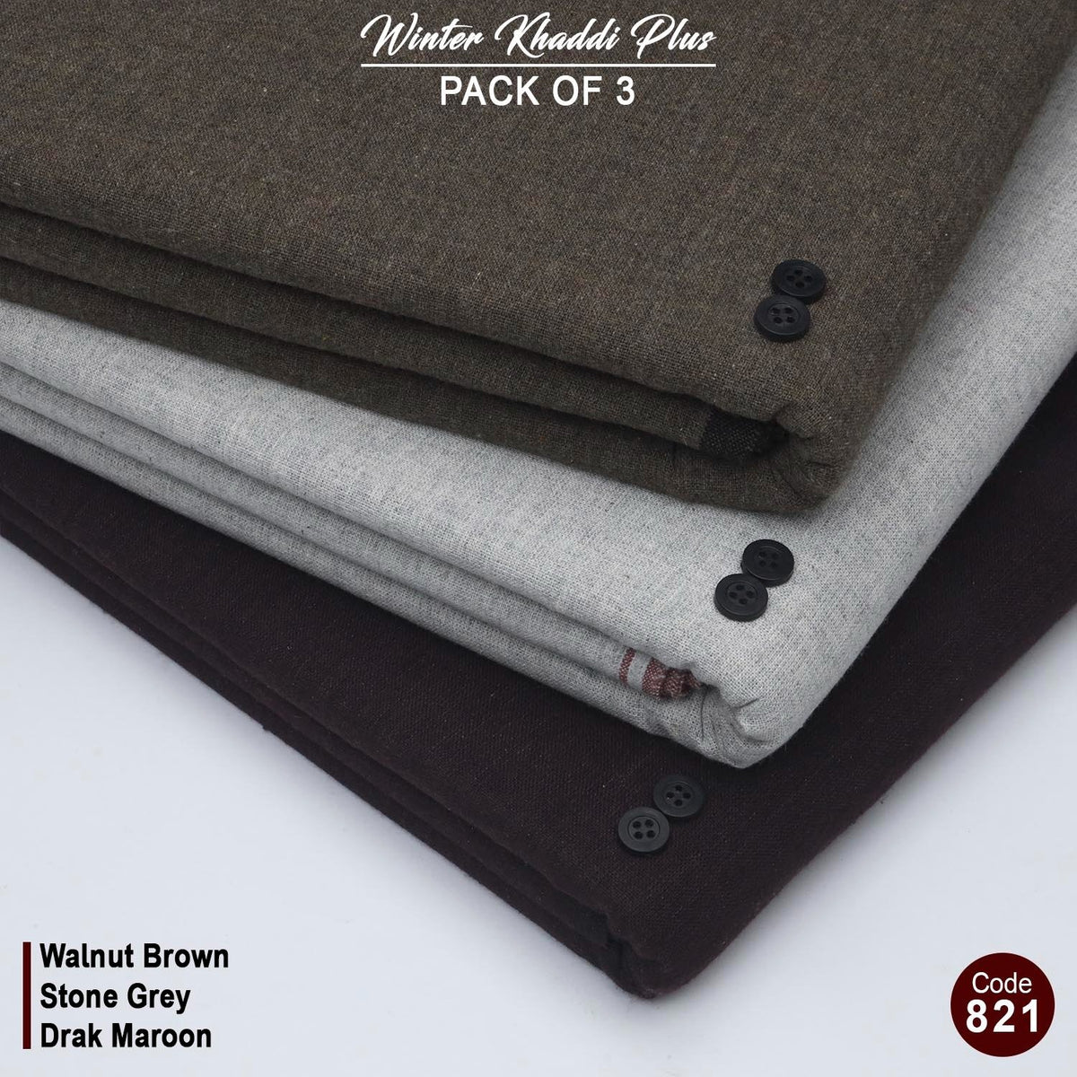 Pack Of 3 (walnut Brown+Stone Grey+Dark Maroon) KK-821