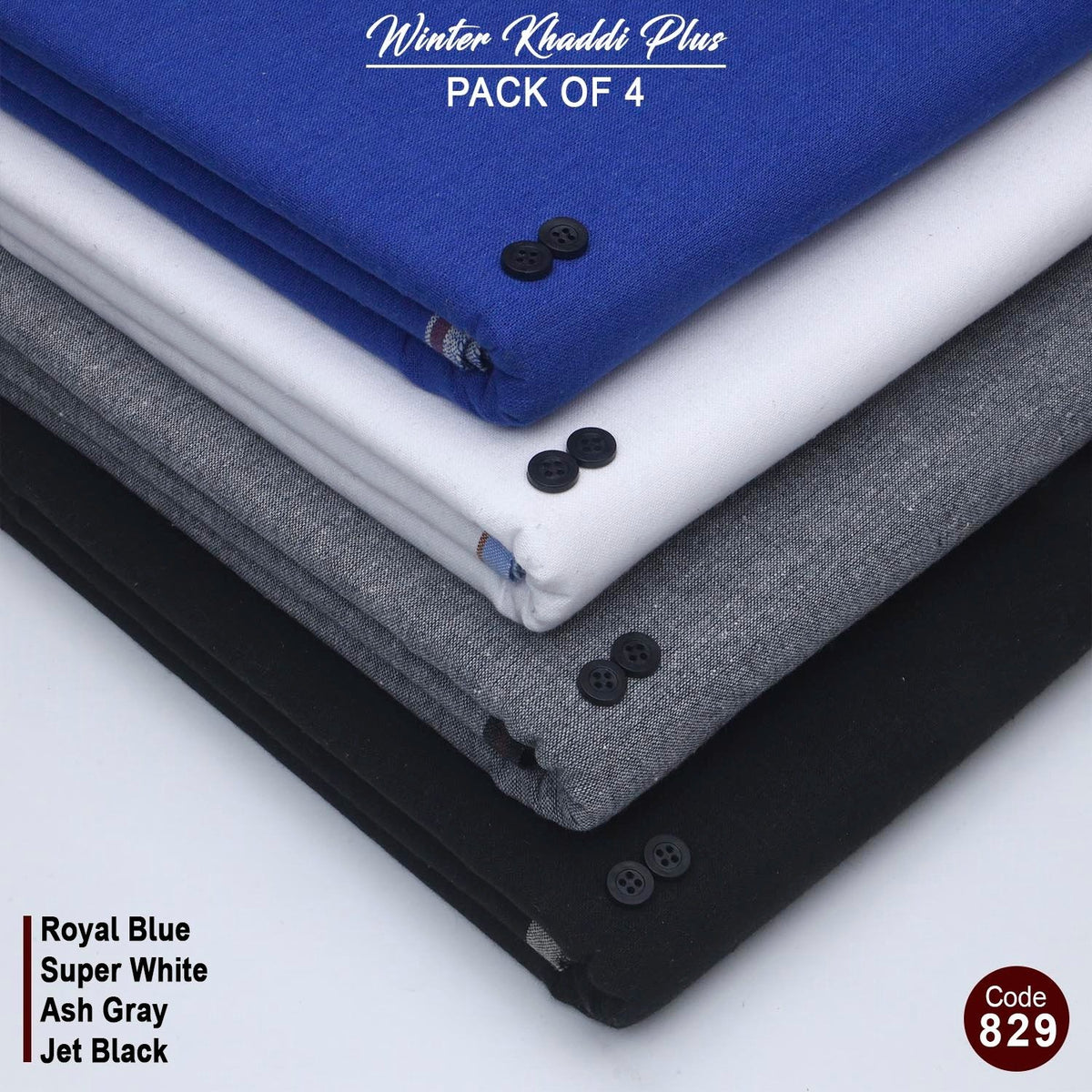 Pack Of 4 (Royal Blue+Super White+Ash Grey+Jet Black) KK-829