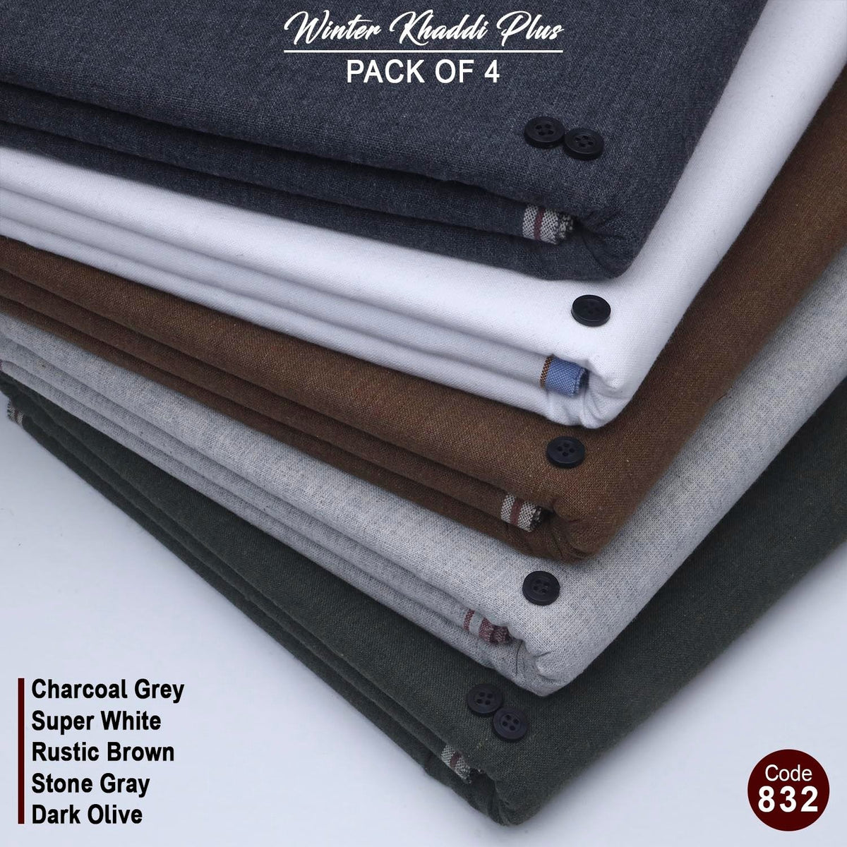 Pack Of 5 (Charcoal Grey+Super White+Rustic Brown+Stone Grey+Dark Olive) KK-832