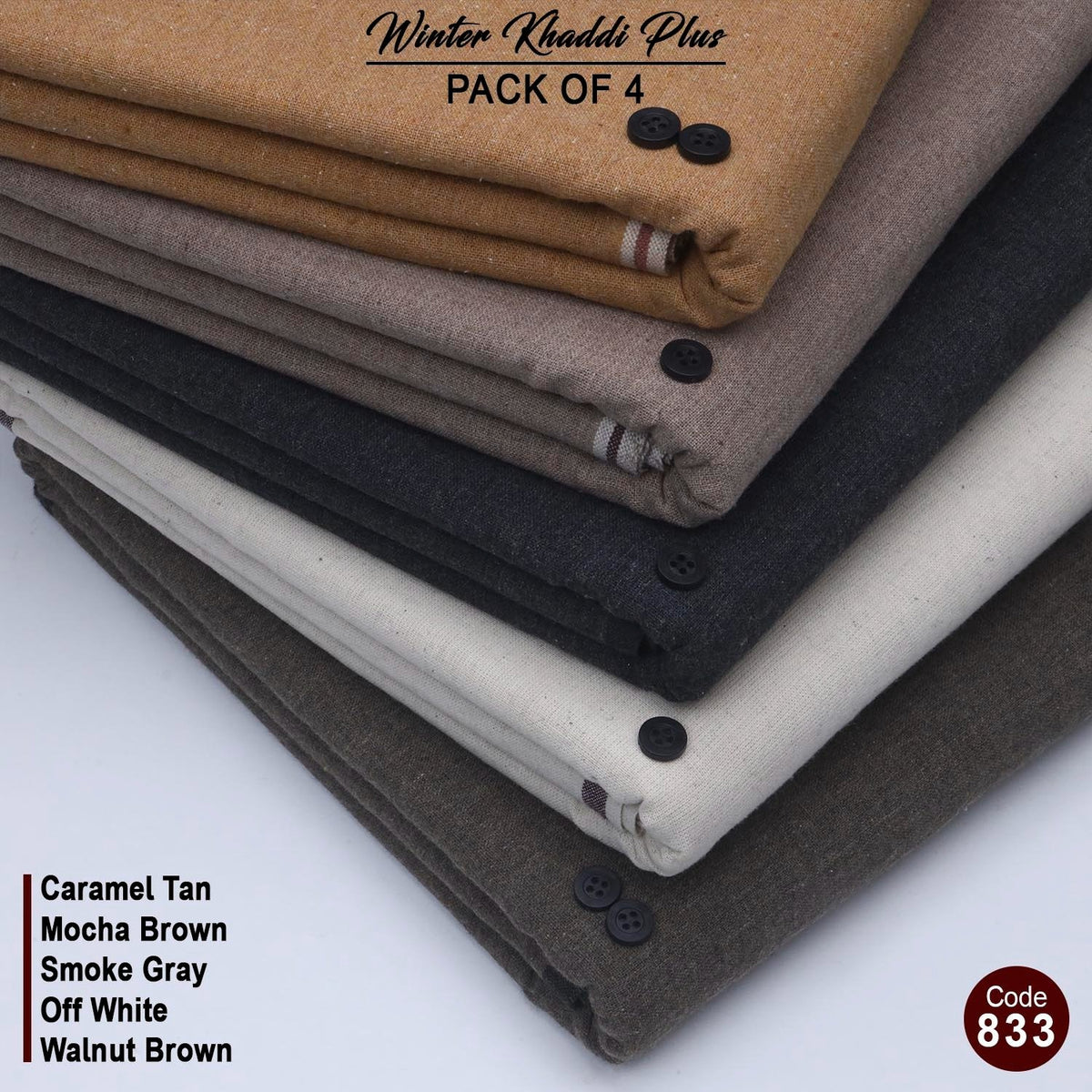 Pack Of 5 (Caramel Brown+Taupe Brown+Zink+Off White+walnut Brown) KK-833