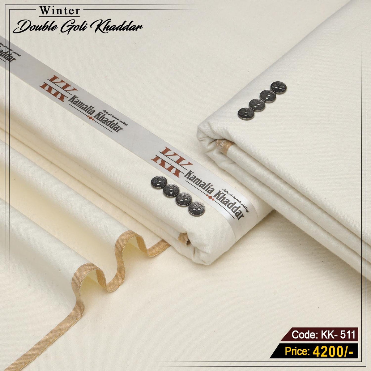 Premium Double Goli Khaddar (Vanilla Cream) KK-511